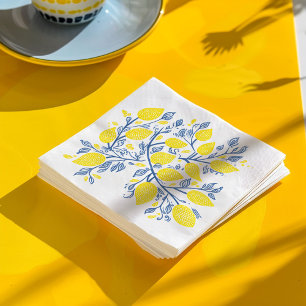 Guardanapo De Papel Vinhas de limão bonito e delicadas, azuis e amarel