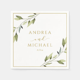 Guardanapo De Papel Vinhas Douradas De Casamento Greenery