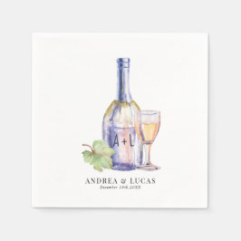 Guardanapo De Papel Vinho de Aquarela | Festa de noivado Elegante