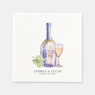 Guardanapo De Papel Vinho de Aquarela | Festa de noivado Elegante