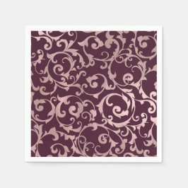 Guardanapo De Papel Vinho de Framboesa Dourado Rosa Moderno Casamento