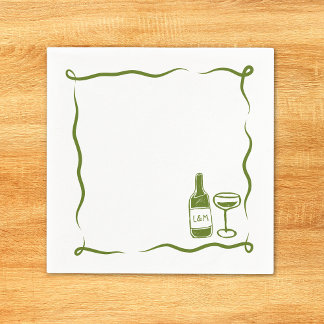 Guardanapo De Papel Vinho Desenhado À Mão Branco Marinho De Quic Azul