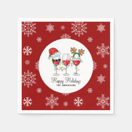 Guardanapo De Papel Vinhos de Natal Festivos Vermelhos Ilustrações dos