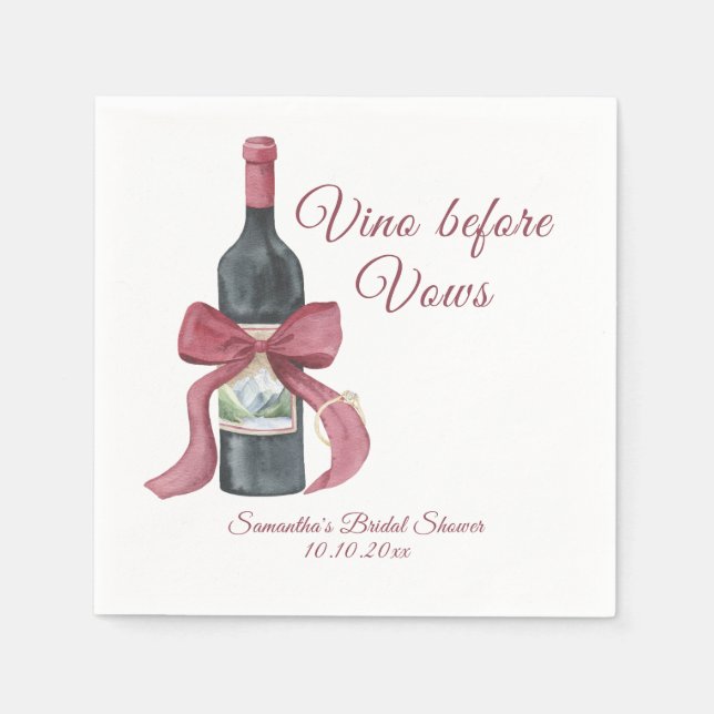 Guardanapo De Papel Vino before vows Bridal Shower (Frente)