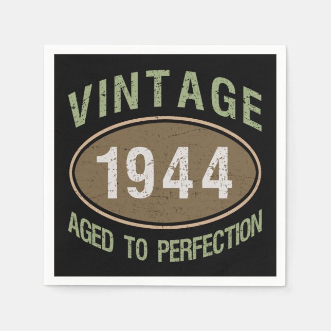 Guardanapo De Papel Vintage 1944 80 Birthday (Frente)