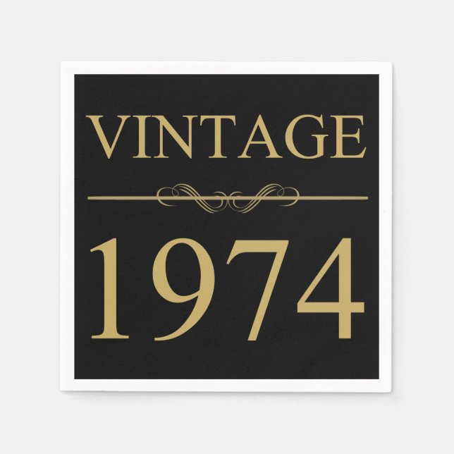Guardanapo De Papel Vintage 1974 50th Birthday (Frente)
