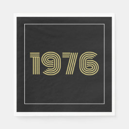 Guardanapo De Papel Vintage 1976 Black & Gold Tone 50th Birthday