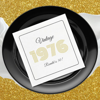 Guardanapo De Papel Vintage 1976 Retro Birthday 50th Birthday White