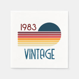 Guardanapo De Papel Vintage 1983 Retro Stripe Sun