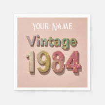 Vintage 1984 Sparkle Napkin: Memórias Glittering