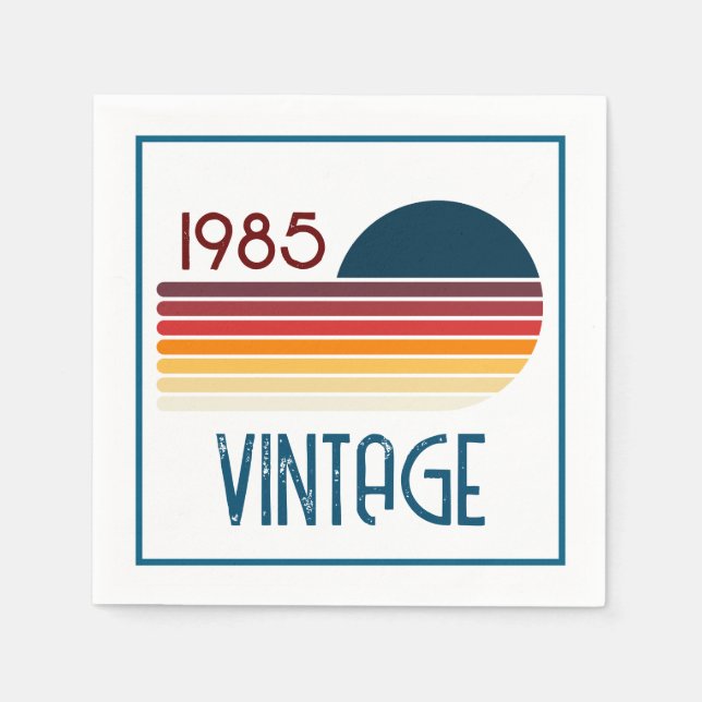 Guardanapo De Papel Vintage 1985 Retro Stripe Sun (Frente)