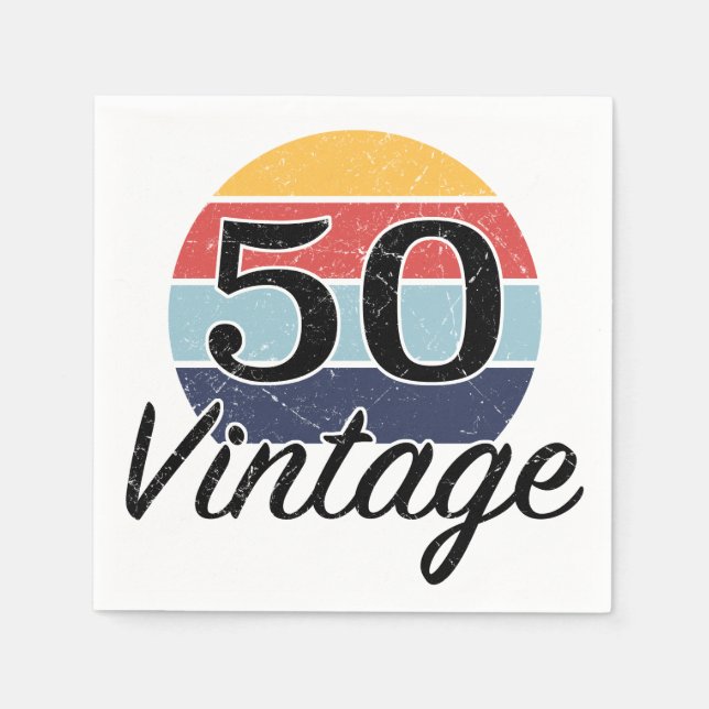 Guardanapo De Papel Vintage 50th Birthday Sunset (Frente)
