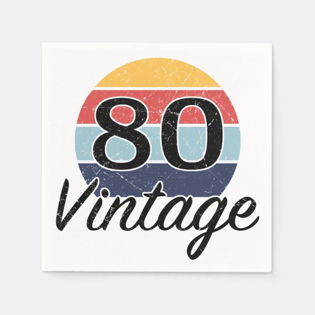 Guardanapo De Papel Vintage 80 Birthday Sunset (Frente)