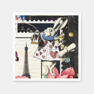 Guardanapo De Papel Vintage Alice no Coelho Branco da Maravilha