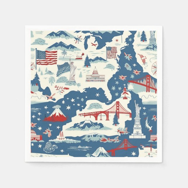 Guardanapo De Papel Vintage American Landmark Pattern (2) (Frente)
