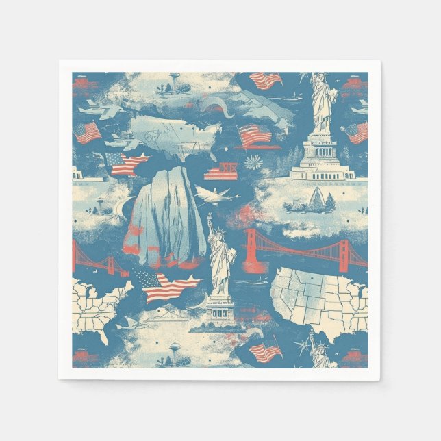 Guardanapo De Papel Vintage American Landmark Pattern (3) (Frente)