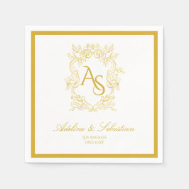 Guardanapo De Papel Vintage Barroco Monograma Crest Serviços de Casame