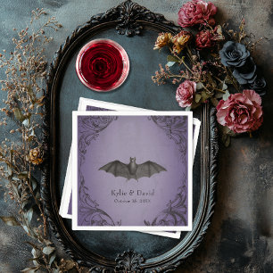 Guardanapo De Papel Vintage Bat Até Casamento Púrpura Da Morte
