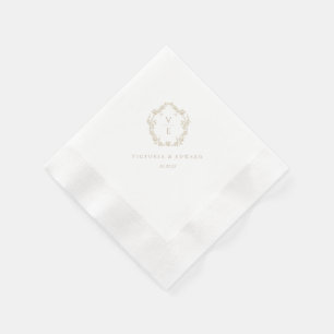 Guardanapo De Papel Vintage Beige Crest Monogramas