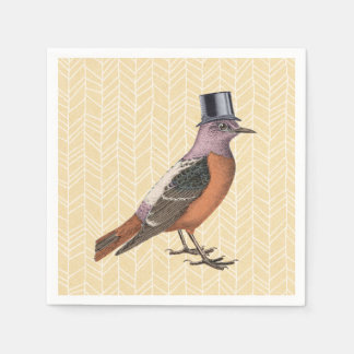 Guardanapo De Papel Vintage Bird com o Top Hat