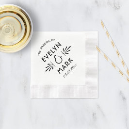 Guardanapo De Papel Vintage Black Art Deco Casamento Monograma