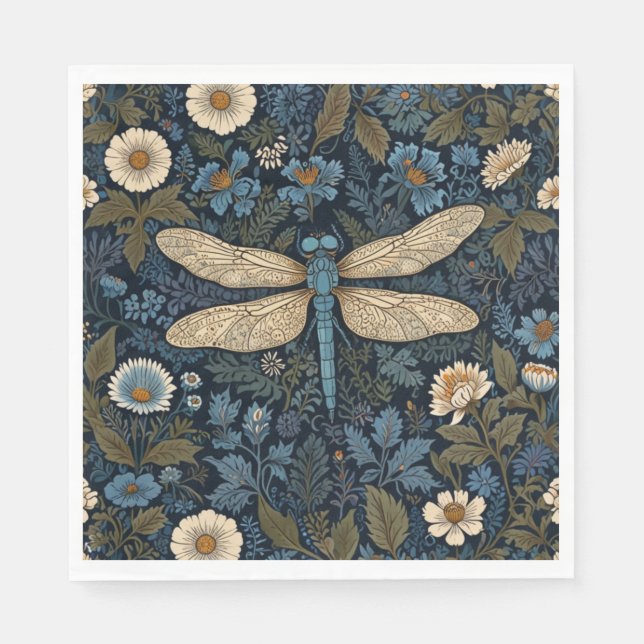 Guardanapo De Papel Vintage blue Dragonfly (Frente)