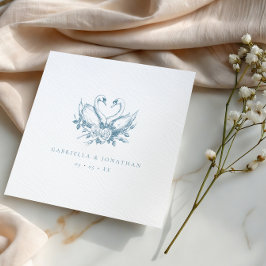 Guardanapo De Papel Vintage Blue Floral Swans Wedding