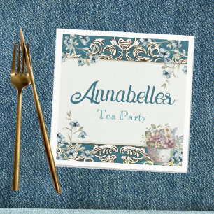 Guardanapo De Papel Vintage Blue Floral Tea Party