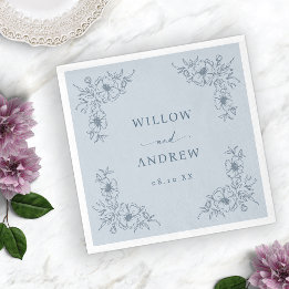 Guardanapo De Papel Vintage Blue Floral Weding