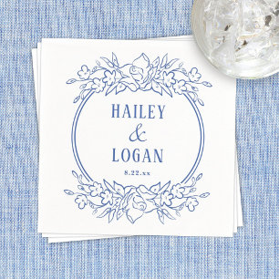 Guardanapo De Papel Vintage Blue Floral Weding