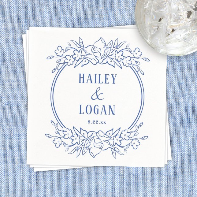 Guardanapo De Papel Vintage Blue Floral Weding (Criador carregado)
