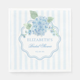 Guardanapo De Papel Vintage Blue Hydrangea Flower Elegant Stripe Wavy