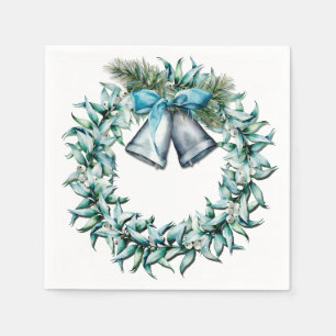 Guardanapo De Papel Vintage Blue/White Watercolor Wreath Winter