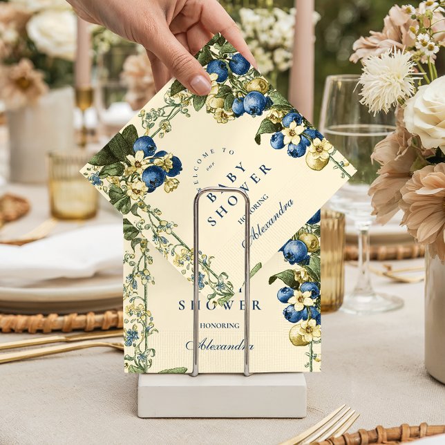 Guardanapo De Papel Vintage Blueberry Botanical Baby Shower (Criador carregado)