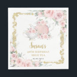 Guardanapo De Papel Vintage Blush Floral High Tea Party Aniversário<br><div class="desc">Personalize esses guardanapos/guardanapos da festa de chá antigos de forma fácil e rápida. Basta clicar no botão Editar usando ferramentas de Design para editar o texto, o texto, o estilo da fonte, o tamanho da fonte, a cor da fonte, adicionar mais texto, mover ou remover algumas imagens. Apresentando um conjunto...</div>