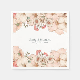 Guardanapo De Papel Vintage Blush Pink Cream Nome da Flor Data Casamen