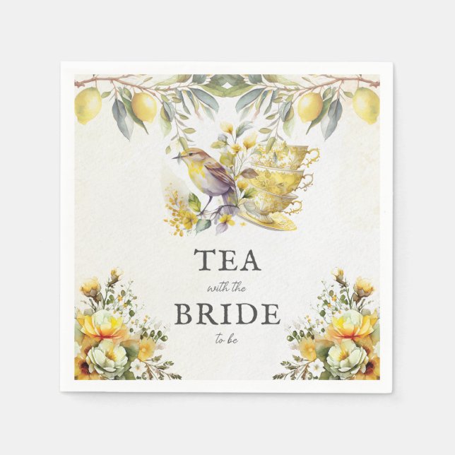 Guardanapo De Papel Vintage Bridal Lemon Tea Party (Frente)