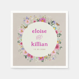 Guardanapo De Papel Vintage Bright Wildflower Borboletas Casamento