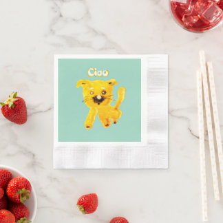 Guardanapo De Papel Vintage Cartoon Kids – Cheerful Yellow Puppy