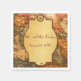 Guardanapo De Papel Vintage, casamento com o viagem do mundo Dourado