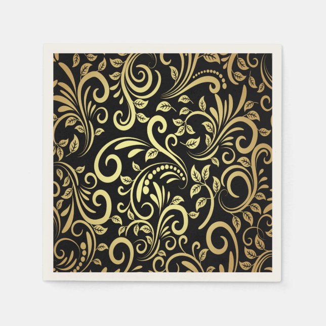 Guardanapo De Papel Vintage Chic Girly Dourados Swirls (Frente)