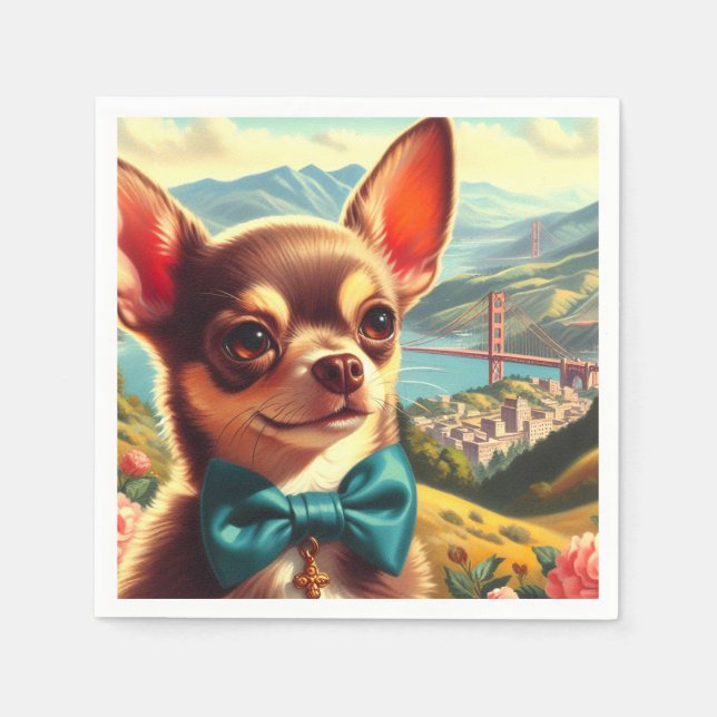 Guardanapo De Papel Vintage Chihuahua Painting (Frente)