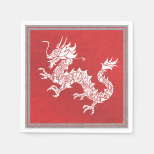 Guardanapo De Papel Vintage Chinês Dragão Tribal Emblem Red