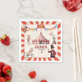 Guardanapo De Papel Vintage Circus Carnival, Aniversário, Napkin