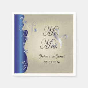 Guardanapo De Papel Vintage Classy Curvy Design Sapphire e Silver