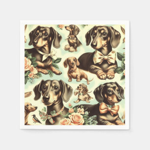 Guardanapo De Papel Vintage Dachshund Seamless