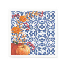 Vintage de Xadrez de Pumpkin floral Rustic