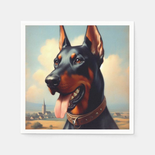 Guardanapo De Papel Vintage Doberman Painting (Frente)