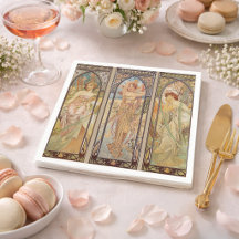 Vintage Elegante Art Nouveau Mucha Tempos do Dia