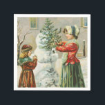 Guardanapo De Papel Vintage Felry Christmas Winter Snowman<br><div class="desc">Vintage Felry Christmas Winter Snowman</div>
